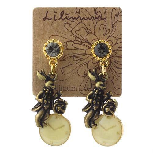 「 韓國製 愛麗絲 兔子 時鐘 耳環 」★ Zammu日本雜貨-細節圖4