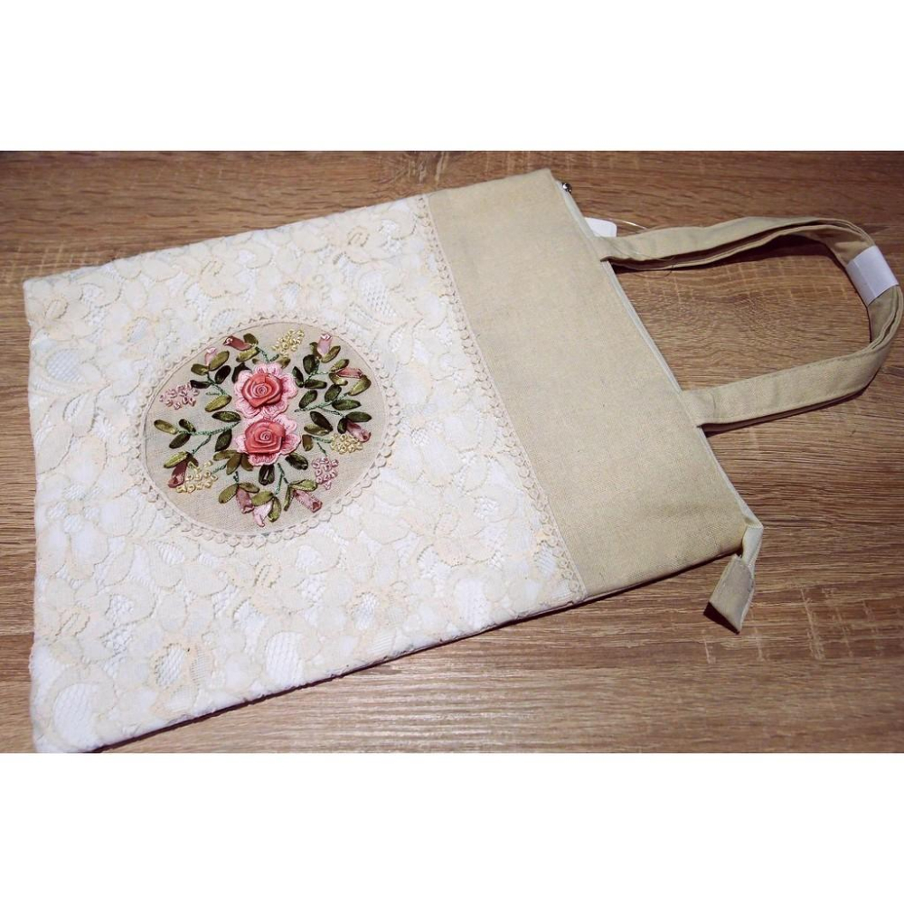 「 Raffine 鄉村風 蕾絲 立體刺繡 玫瑰 托特包 手提包 拉鍊包 」★ Zammu日本雜貨-細節圖2
