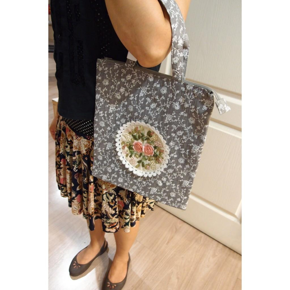 「 Raffine 鄉村風 蕾絲 立體刺繡 玫瑰 托特包 手提包 拉鍊包 」★ Zammu日本雜貨-細節圖5