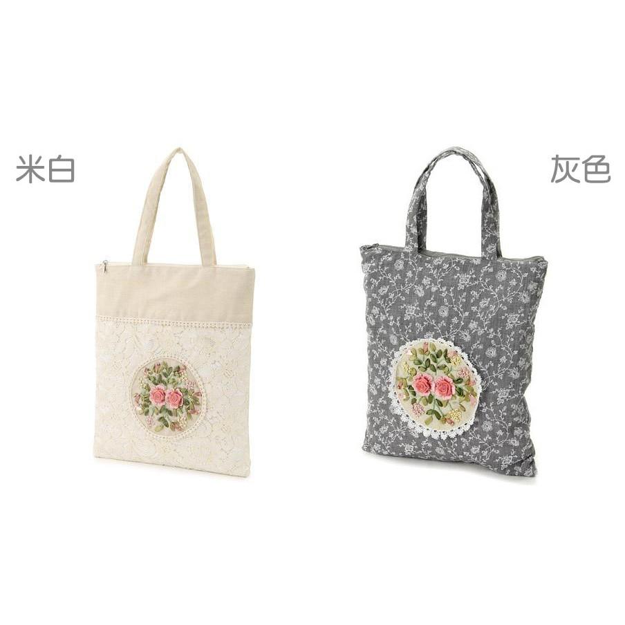 「 Raffine 鄉村風 蕾絲 立體刺繡 玫瑰 托特包 手提包 拉鍊包 」★ Zammu日本雜貨-細節圖7