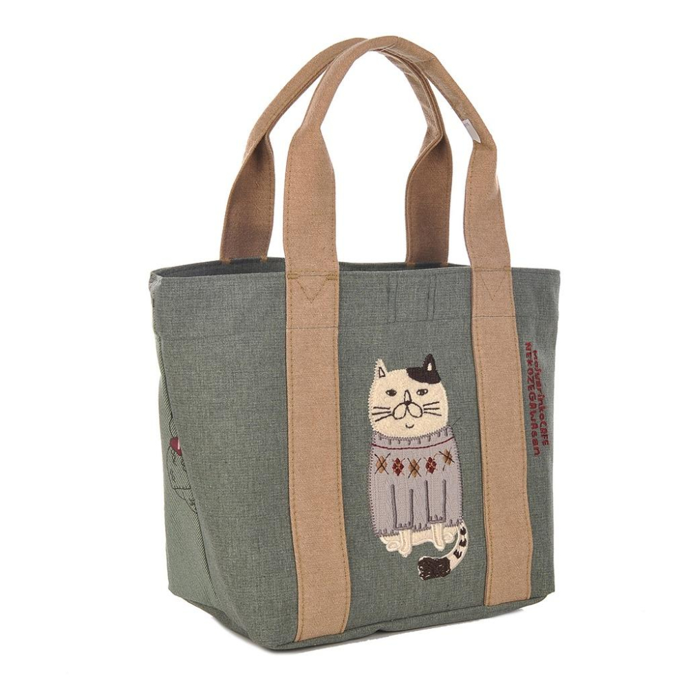 「 貓咪 ZEGAWA桑 Kusuguru shippo 手提袋 托特袋 便當袋 綠 」★Zammu日本雜貨-細節圖2