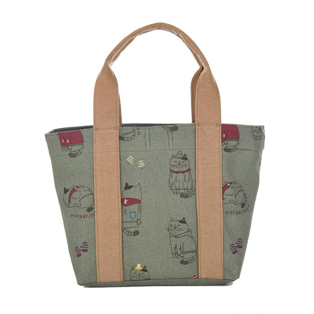 「 貓咪 ZEGAWA桑 Kusuguru shippo 手提袋 托特袋 便當袋 綠 」★Zammu日本雜貨-細節圖3