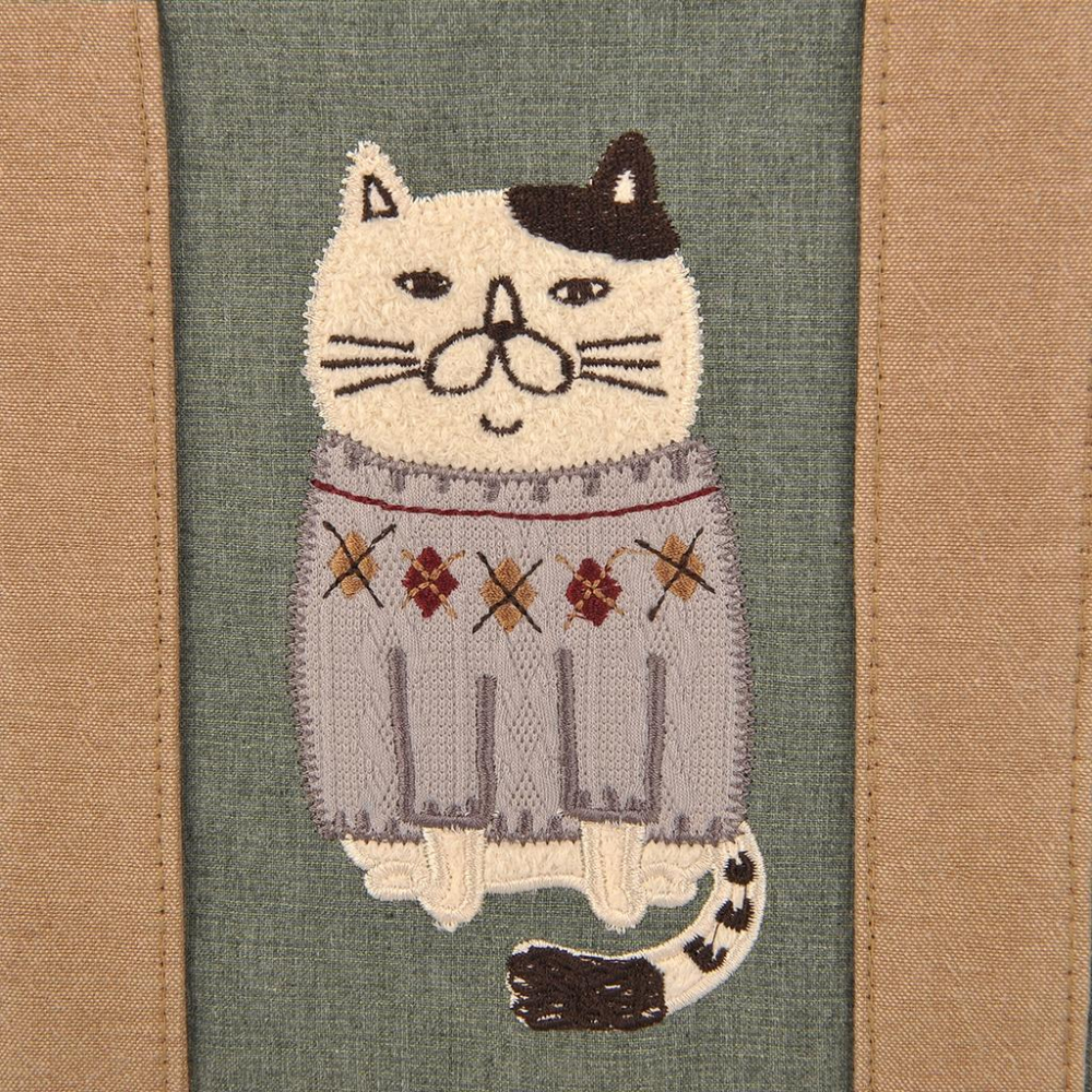 「 貓咪 ZEGAWA桑 Kusuguru shippo 手提袋 托特袋 便當袋 綠 」★Zammu日本雜貨-細節圖4