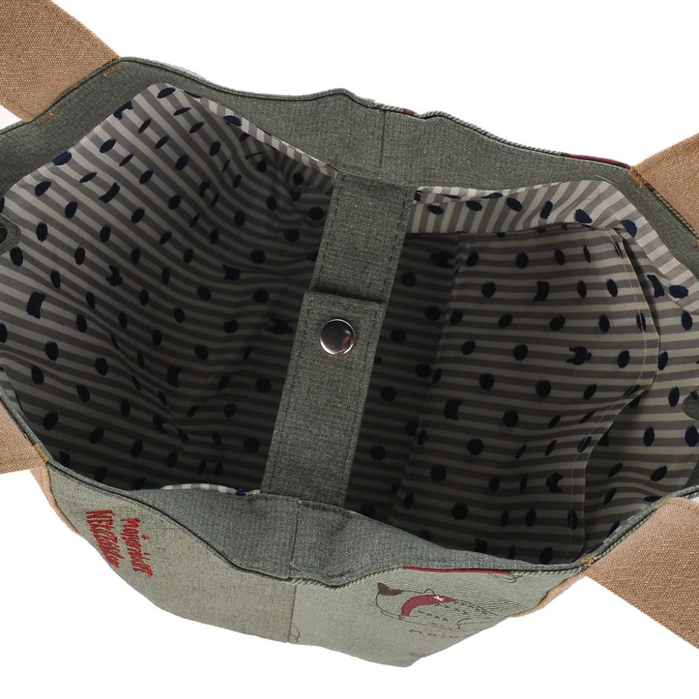 「 貓咪 ZEGAWA桑 Kusuguru shippo 手提袋 托特袋 便當袋 綠 」★Zammu日本雜貨-細節圖6