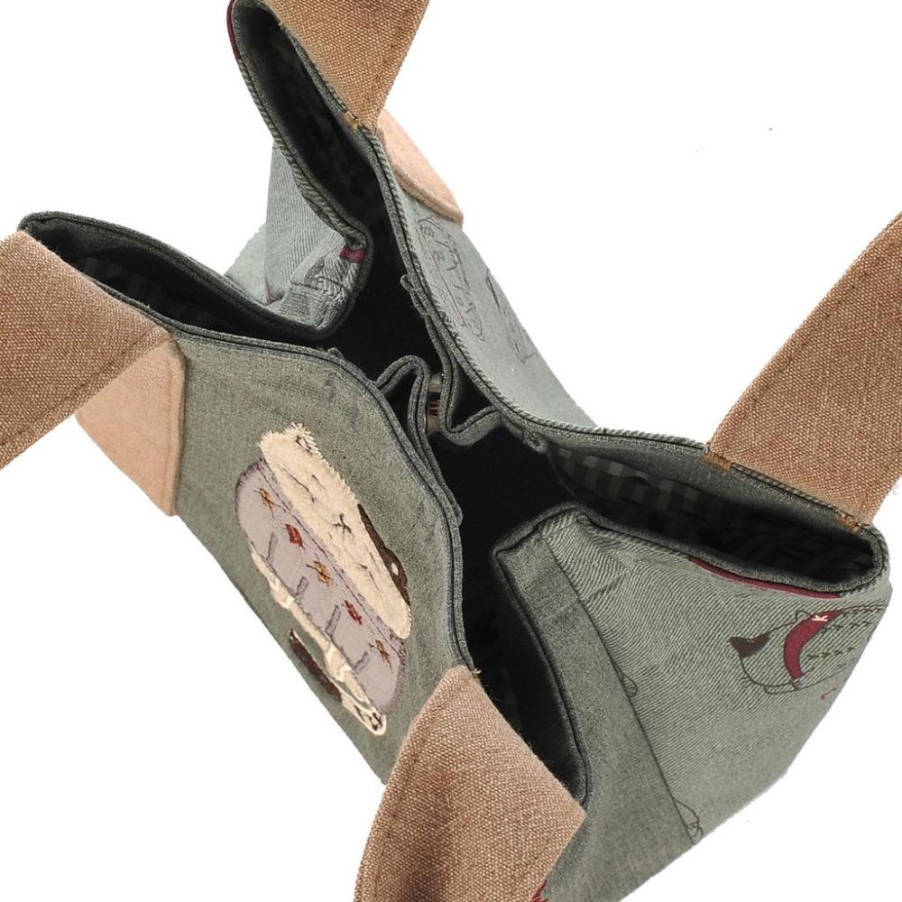 「 貓咪 ZEGAWA桑 Kusuguru shippo 手提袋 托特袋 便當袋 綠 」★Zammu日本雜貨-細節圖8