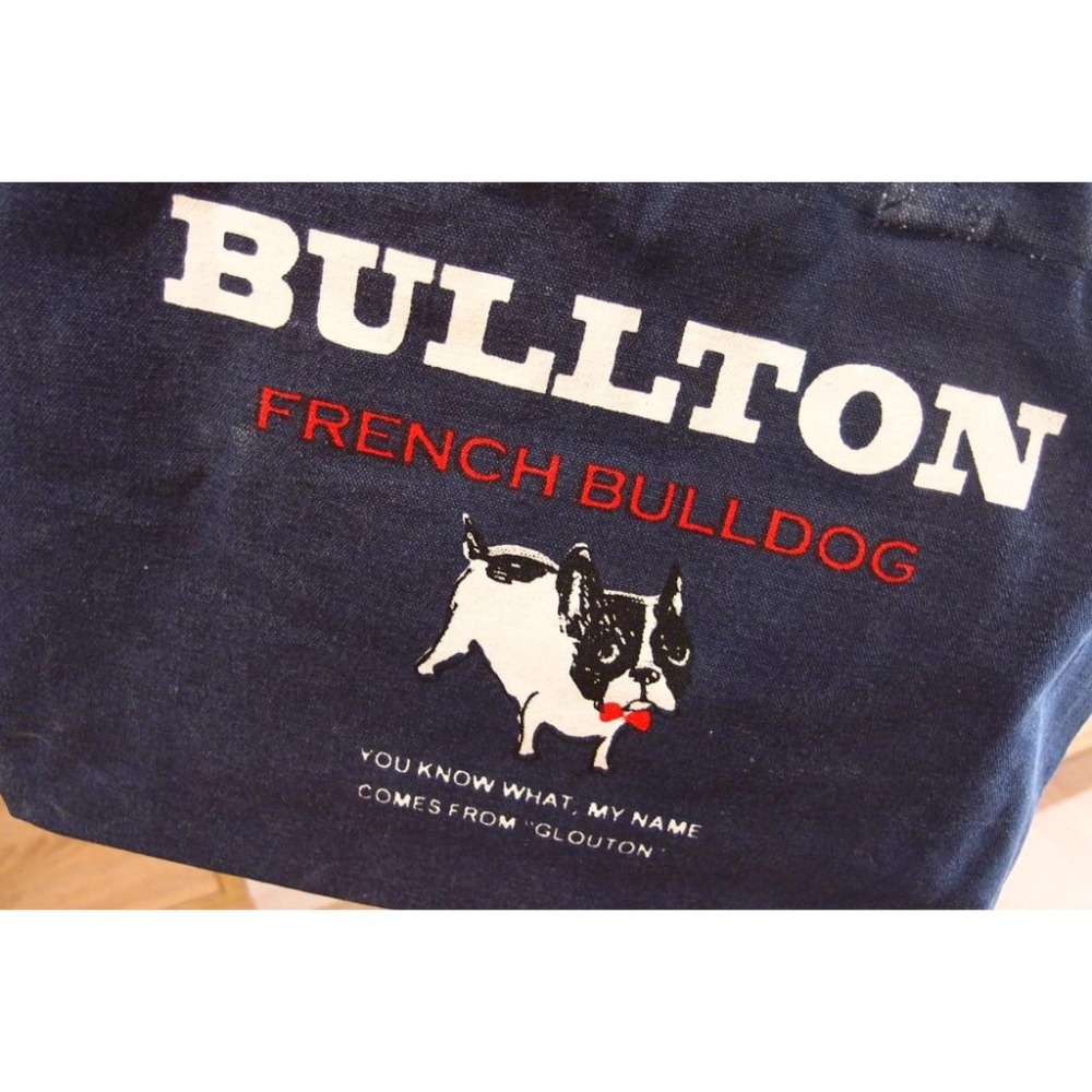「 日本法鬥 布魯頓 法鬥犬 BULLTON 拉鏈提包 帆布肩背包 帆布提袋 帆布托特 藍 」★ Zammu日本雜貨-細節圖2