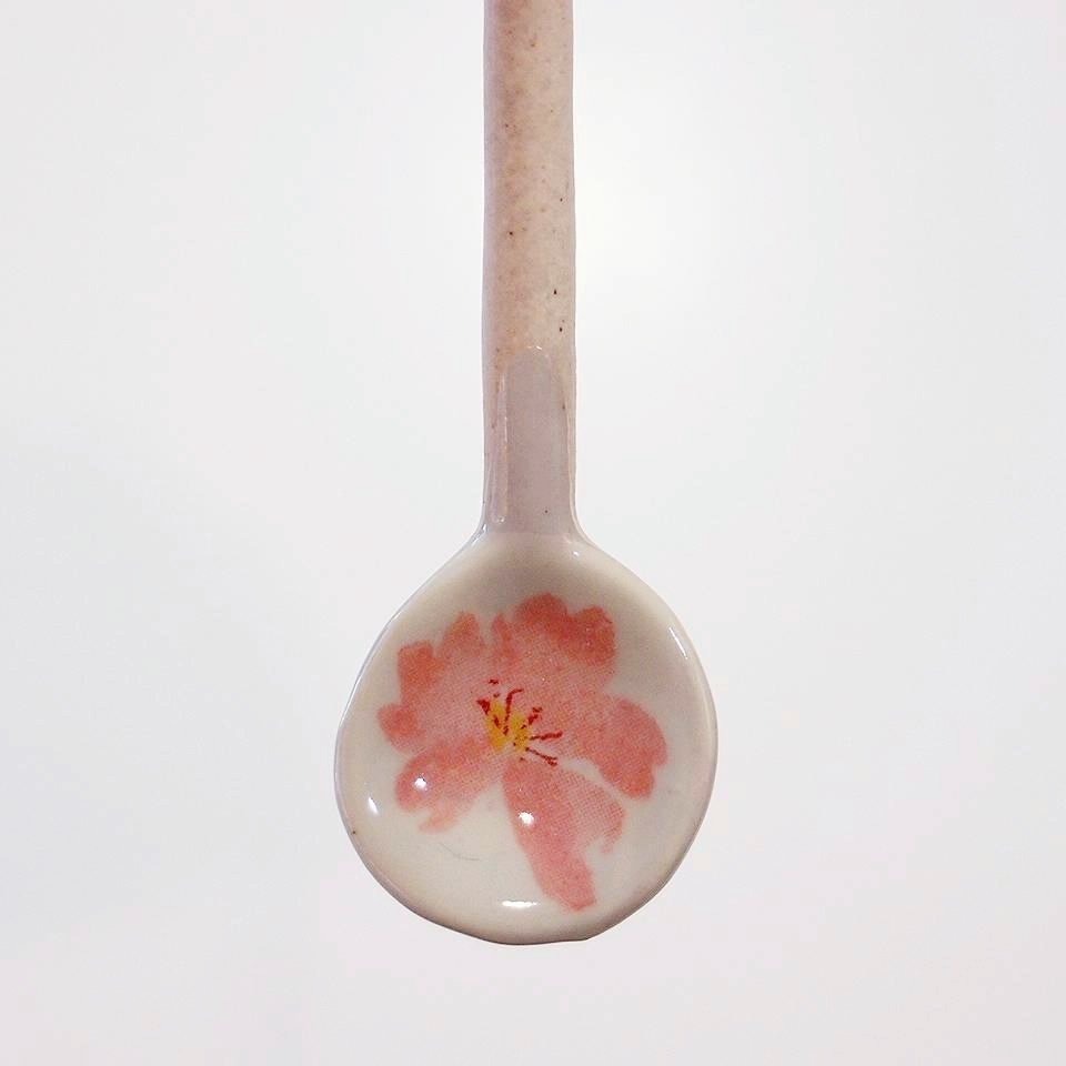 「鄉村風 櫻花 陶磁 湯匙 小湯匙 小糖匙 咖啡匙 攪拌匙 」★ Zammu日本雜貨-細節圖4