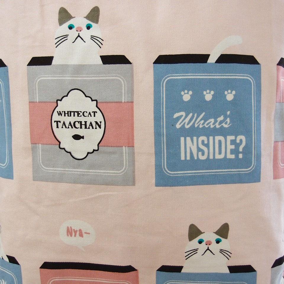 「日本 Taachan 白貓 跩貓 高傲貓 大尺寸 A4 B4 肩揹袋 肩背袋 托特袋 」★ Zammu日本雜貨-細節圖2