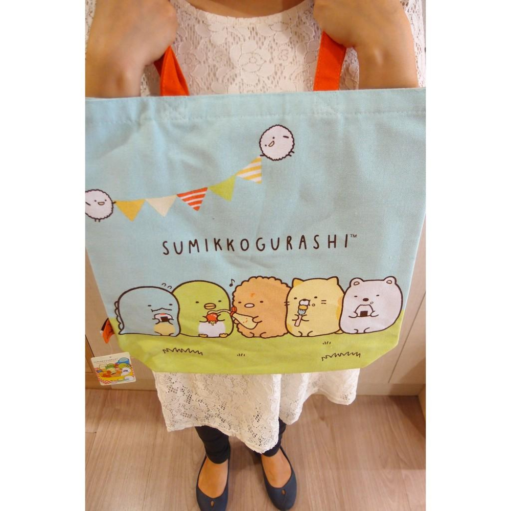 「 角落生物 角落小夥伴 便當主題 帆布 托特袋 托特包 肩背袋 肩背包 藍 」★ Zammu日本雜貨-細節圖2