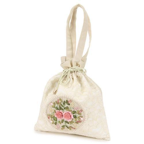 「 Raffine 蕾絲 立體刺繡 玫瑰花 帆布 托特包 手提包 束口包 」★ Zammu日本雜貨-細節圖3