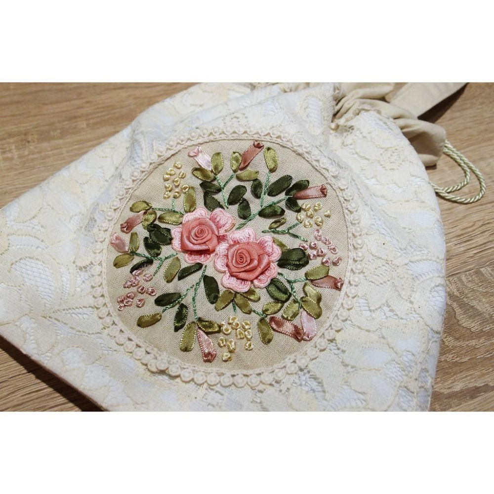 「 Raffine 蕾絲 立體刺繡 玫瑰花 帆布 托特包 手提包 束口包 」★ Zammu日本雜貨-細節圖5