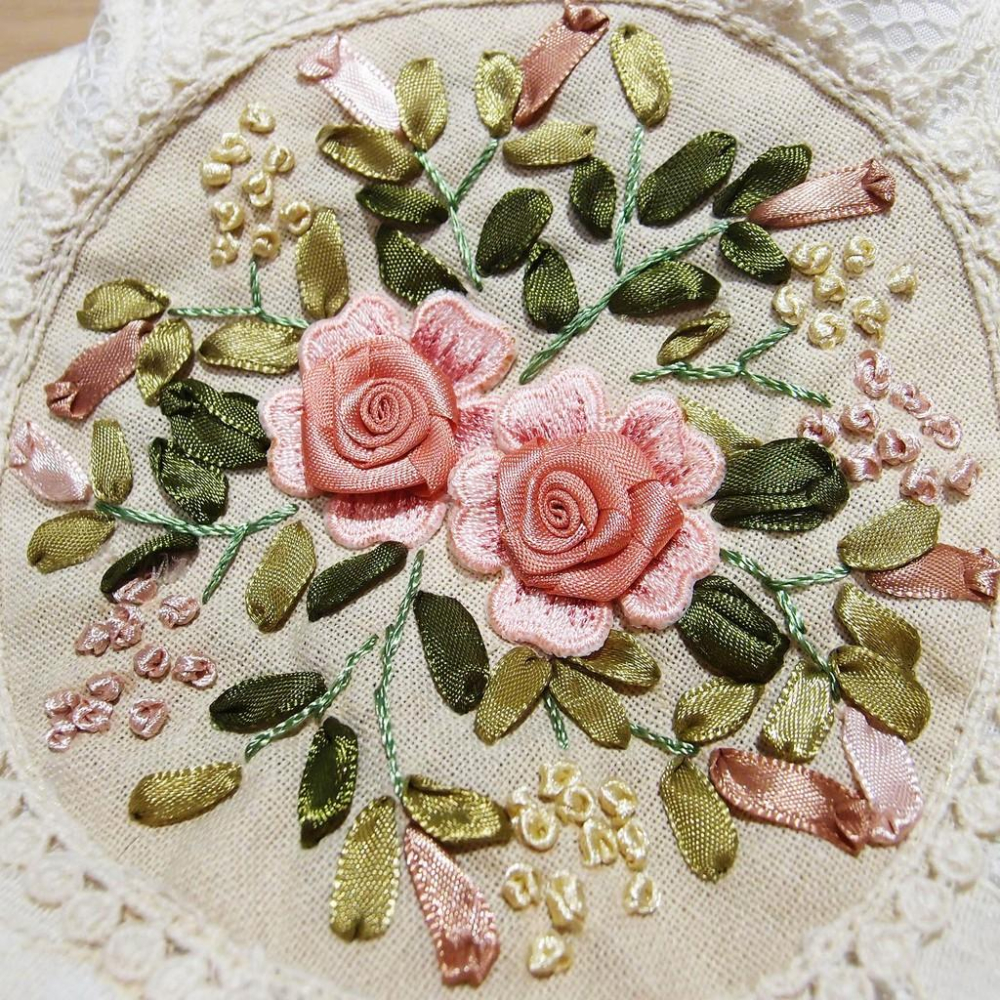 「 Raffine 蕾絲 立體刺繡 玫瑰花 帆布 托特包 手提包 束口包 」★ Zammu日本雜貨-細節圖9