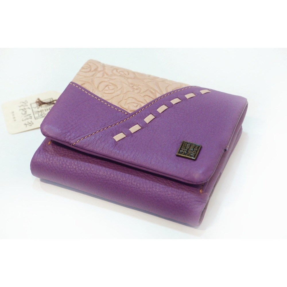 「 野村修平 監制 真皮 牛皮 短夾 中短夾 皮夾 女夾 女用皮夾 錢包 拼接風格 愛歌 」★ Zammu日本雜貨-細節圖2