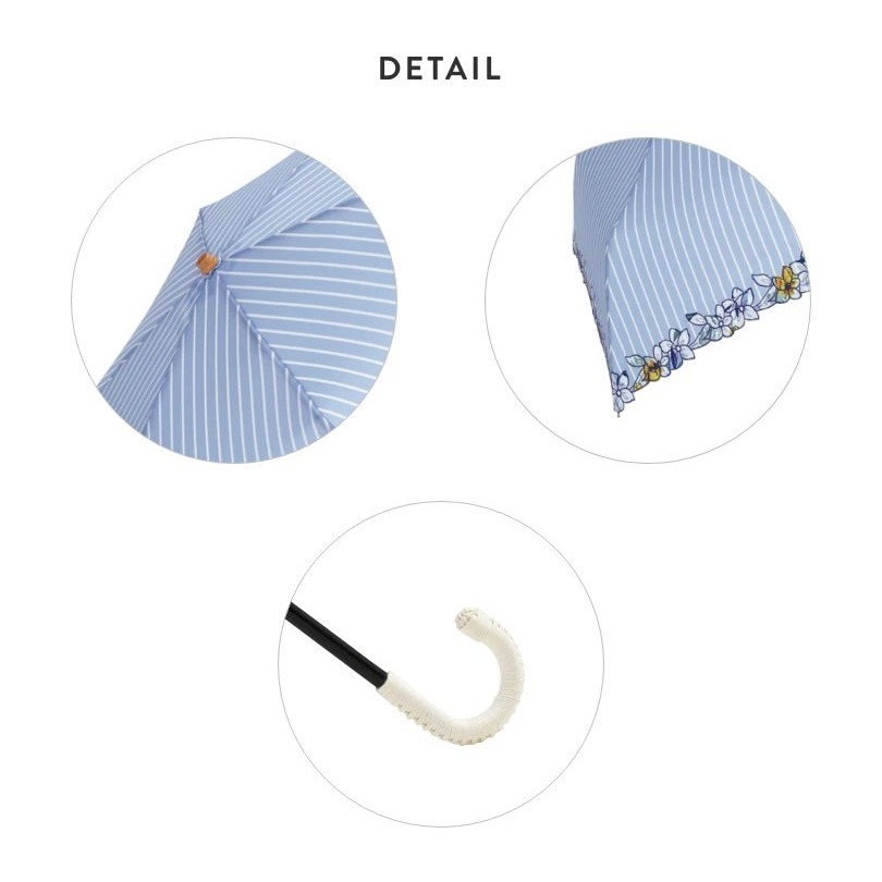 「絕版出清 日本because折傘 刺繡 圓弧邊花朵 晴雨兩用 抗UV 超輕 現貨」★ Zammu日本雜貨-細節圖2