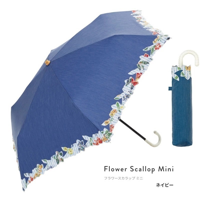 「絕版出清 日本because折傘 刺繡 圓弧邊花朵 晴雨兩用 抗UV 超輕 現貨」★ Zammu日本雜貨-細節圖3