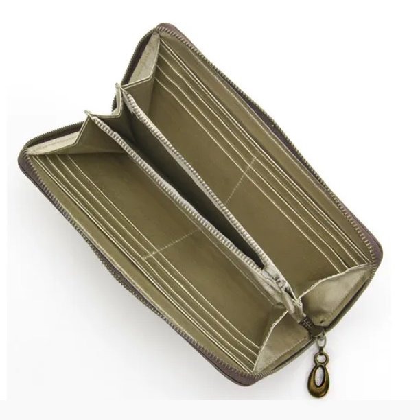 「 MIJ 日本製 真皮 拉鍊式 皮夾 長夾 女長夾 女用長夾 女用皮夾 點點押紋 」★ Zammu日本雜貨-細節圖3