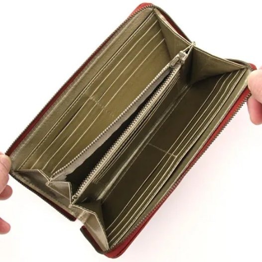 「 MIJ 日本製 真皮 拉鍊式 皮夾 長夾 女長夾 女用長夾 女用皮夾 點點押紋 」★ Zammu日本雜貨-細節圖4