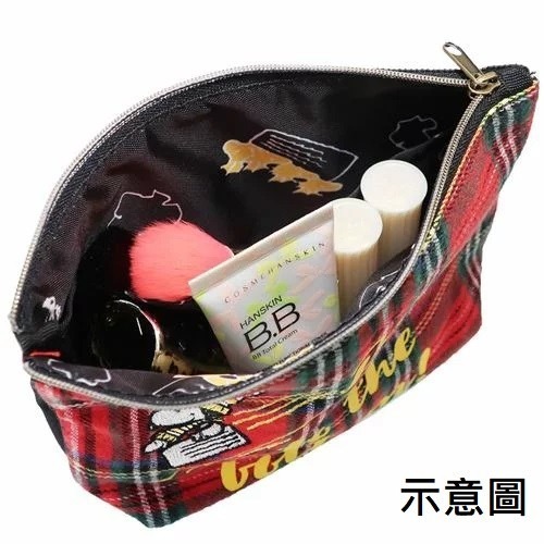 「 SNOOPY 史努比 花生漫畫 格紋 刺繡 化妝包 化妝袋 收納袋 滑雪 」★ Zammu日本雜貨-細節圖3