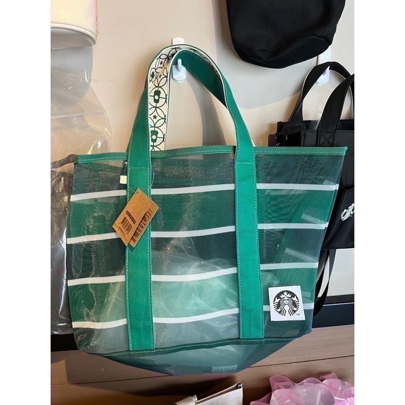 星巴克 文創門市提袋 零錢包👛 茄芷袋 黑色網布提揹袋-細節圖3