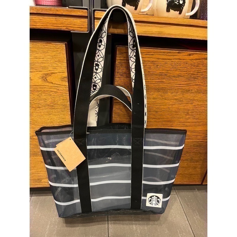 星巴克 文創門市提袋 零錢包👛 茄芷袋 黑色網布提揹袋-細節圖4