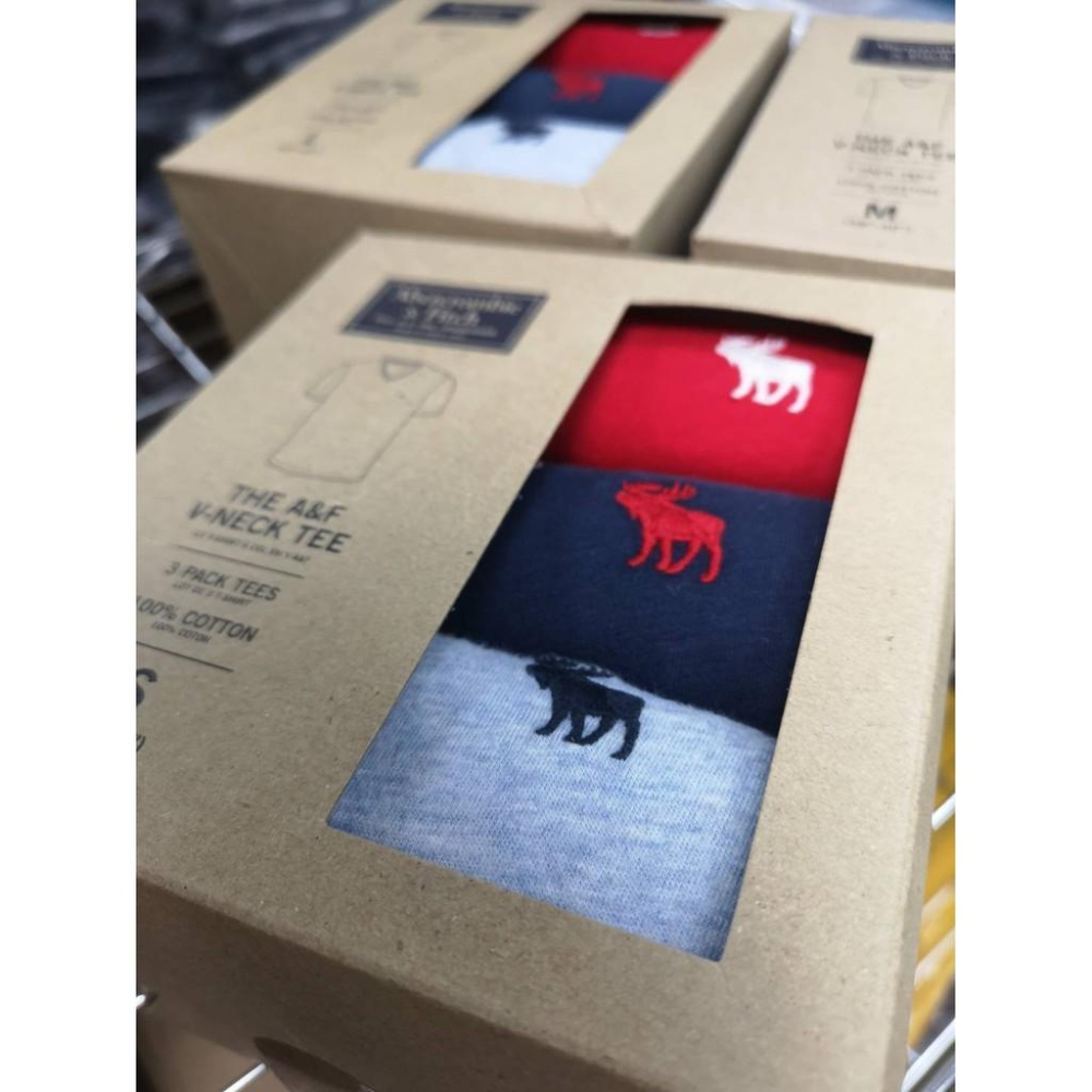 【魅惑堤緹 🚀】紅/藍/灰 A&F🦌麋鹿短T 3 件組 短袖男 Abercrombie Fitch👍美國代購-細節圖2