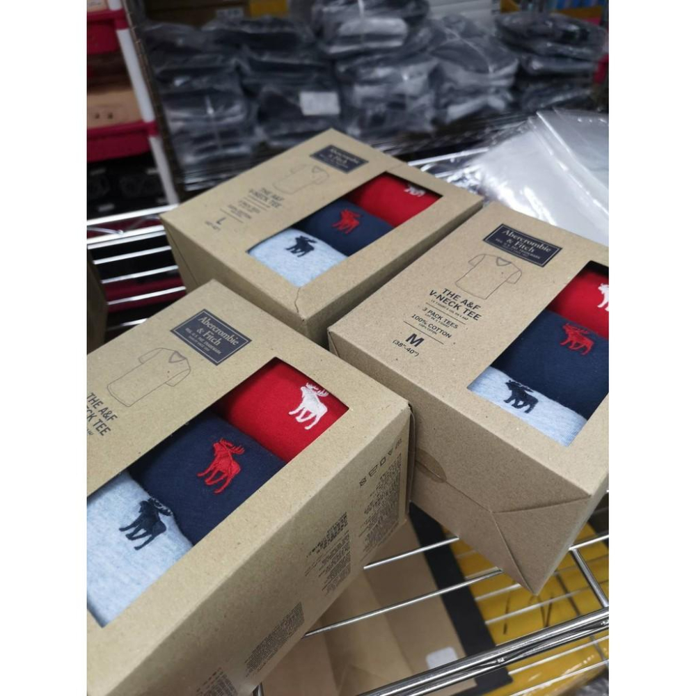 【魅惑堤緹 🚀】紅/藍/灰 A&F🦌麋鹿短T 3 件組 短袖男 Abercrombie Fitch👍美國代購-細節圖3