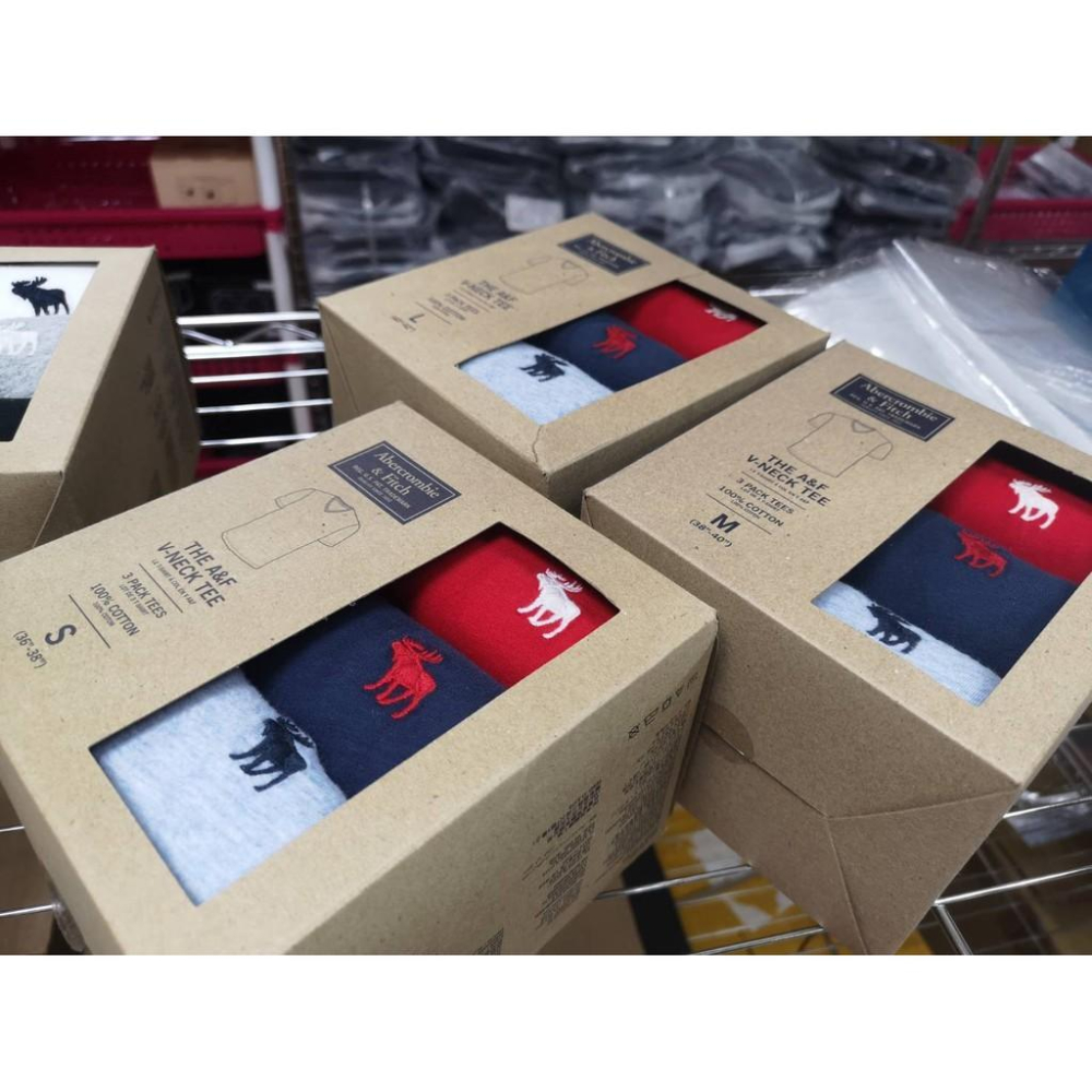 【魅惑堤緹 🚀】紅/藍/灰 A&F🦌麋鹿短T 3 件組 短袖男 Abercrombie Fitch👍美國代購-細節圖5