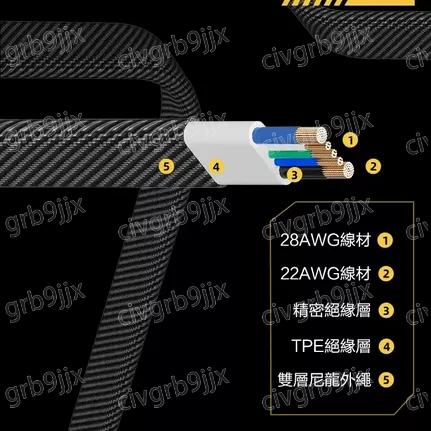 星際戰繩四合一PD66W快充數據綫USB  蘋果 Type-c雙頭四接口鋅合金材質 機甲風車載充電缐 1.5m長-細節圖7