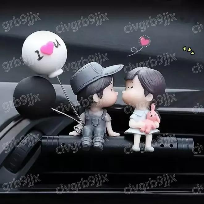 甜蜜情侶通風口香薰 净化車内空氣 去異味 持久清香 舒緩提神 汽車出風口裝飾卡通情侶-細節圖3