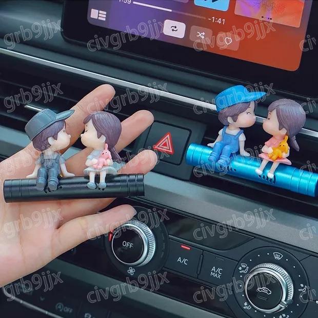 甜蜜情侶通風口香薰 净化車内空氣 去異味 持久清香 舒緩提神 汽車出風口裝飾卡通情侶-細節圖8
