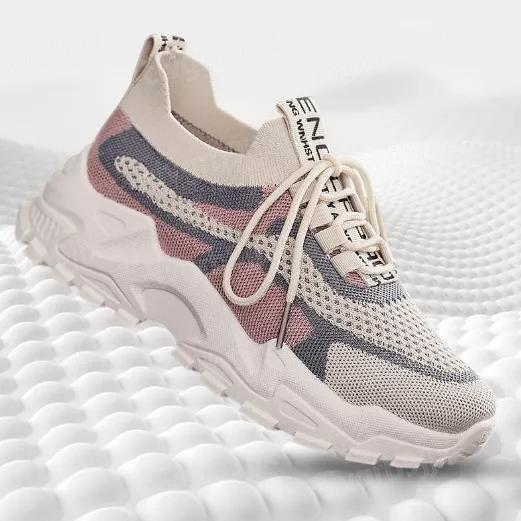 網面休閑飛織鞋女鞋 舒服透氣 潮流軟底 改善脚型 運動鞋 媽媽輕便旅行-細節圖4