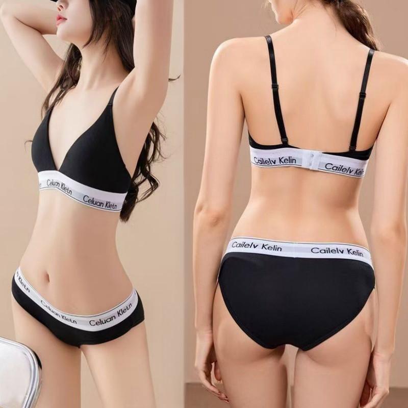 😍2件折60😍 CK 運動內衣褲  有親墊可拆解 細肩帶 女生深v性感內衣套裝 純棉 丁字褲 無痕成套女用內衣 胸罩-細節圖2