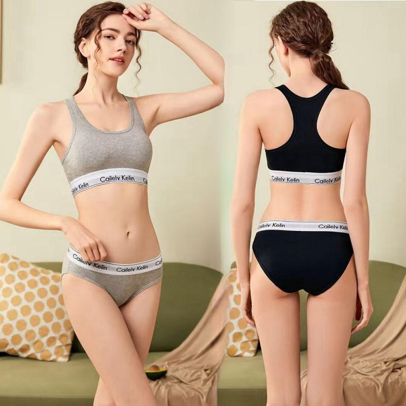 😍2件折60😍 CK 運動內衣褲  有親墊可拆解 細肩帶 女生深v性感內衣套裝 純棉 丁字褲 無痕成套女用內衣 胸罩-細節圖3