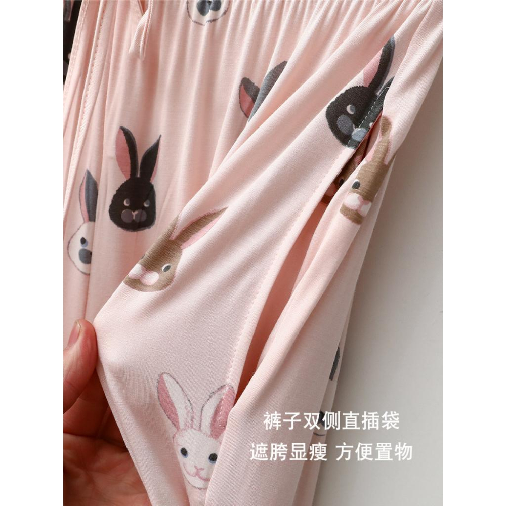 🎀(新品上市 限時特價)可愛兔兔 超舒適莫代爾長袖二件式居家服睡衣 月子服 坐月子 孕婦 大尺碼可穿🎀-細節圖7