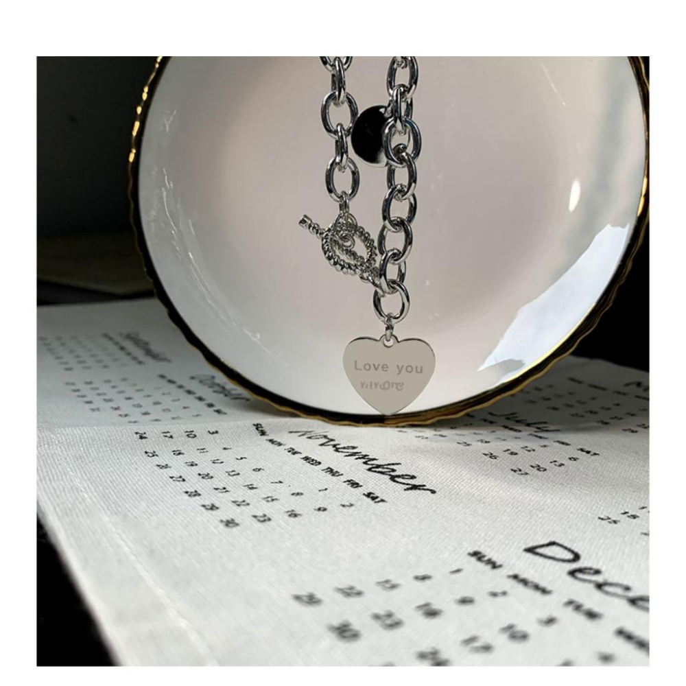 🎀(新品上市 現貨在台)T字釦愛心鋼鈦項鍊 飾品 可甜美可個性🎀-細節圖4