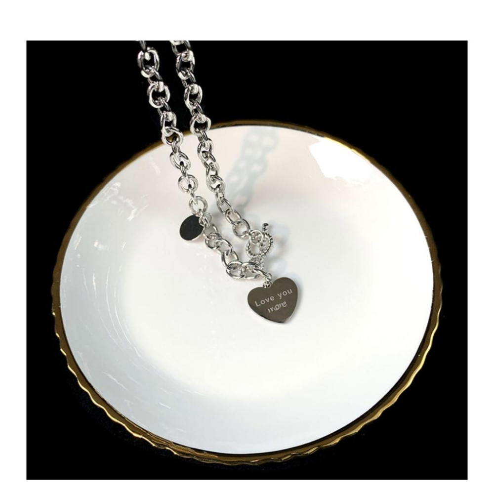 🎀(新品上市 現貨在台)T字釦愛心鋼鈦項鍊 飾品 可甜美可個性🎀-細節圖5