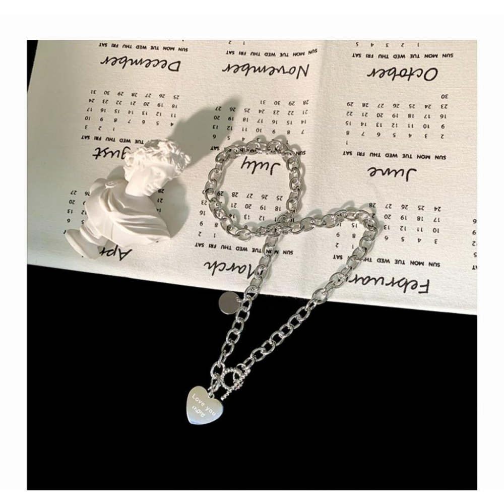 🎀(新品上市 現貨在台)T字釦愛心鋼鈦項鍊 飾品 可甜美可個性🎀-細節圖6