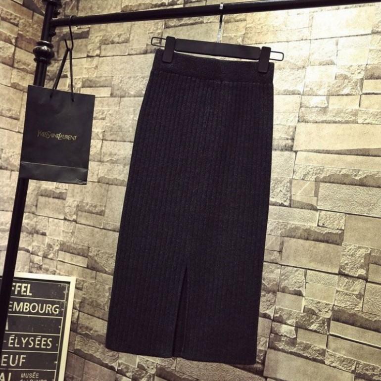 🎀百搭實穿 韓版後開叉針織長裙🎀-細節圖4