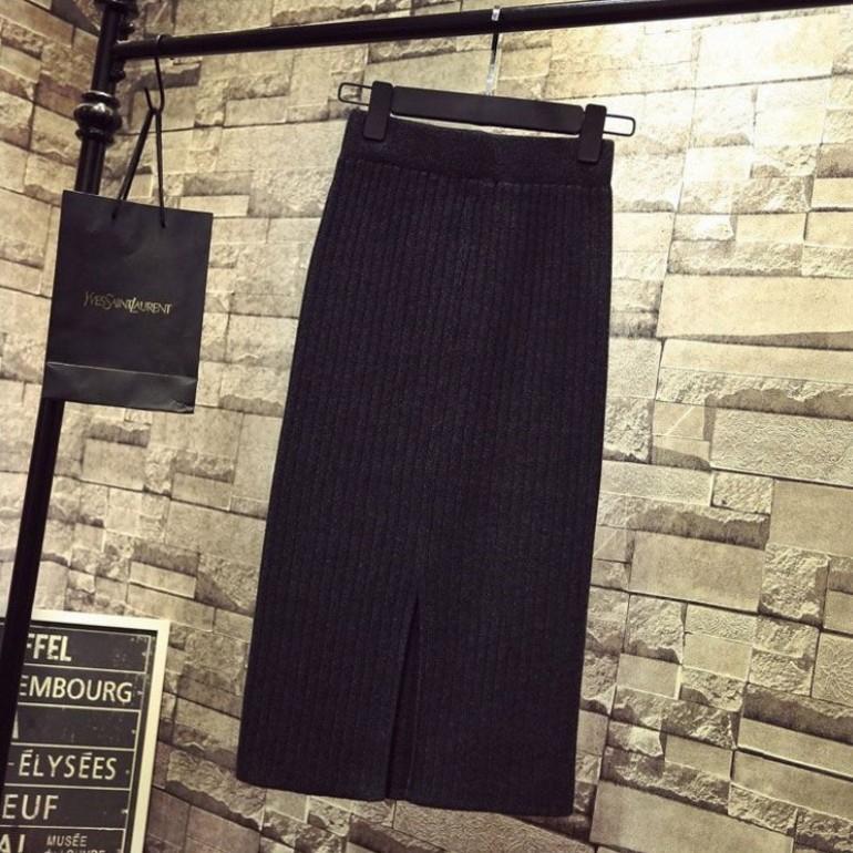 🎀百搭實穿 韓版後開叉針織長裙🎀-細節圖6