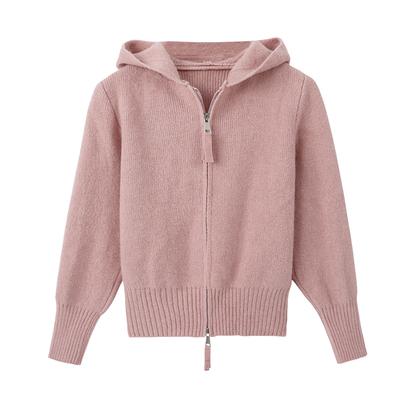 🎀韓版 女孩必收 連帽短版雙拉鍊針織衫 長袖上衣🎀-細節圖7