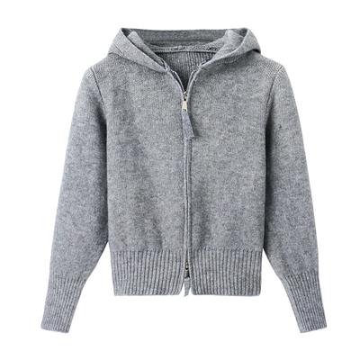 🎀韓版 女孩必收 連帽短版雙拉鍊針織衫 長袖上衣🎀-細節圖8