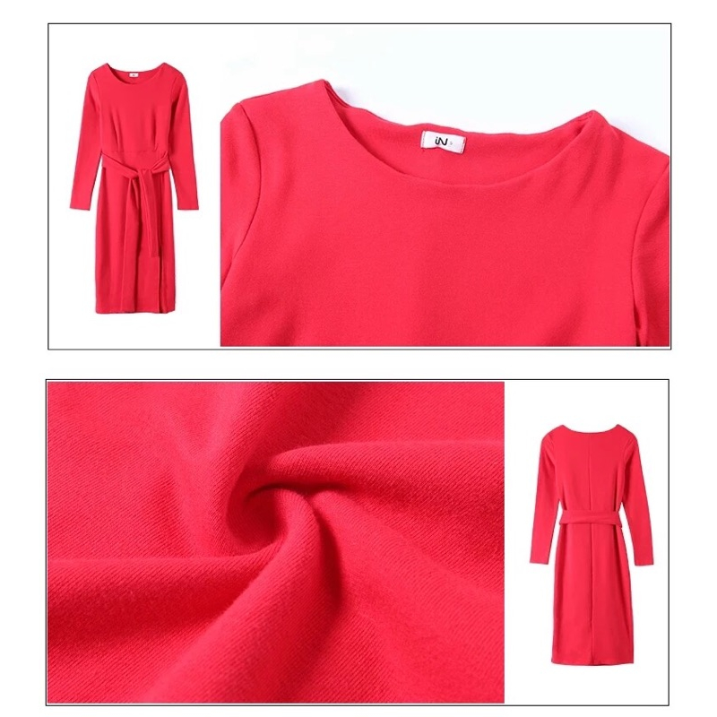 🎀名媛氣質 性感女神 金秘書開叉合身洋裝 長裙 長洋 連衣裙 長袖洋裝 圓領洋裝🎀-細節圖7