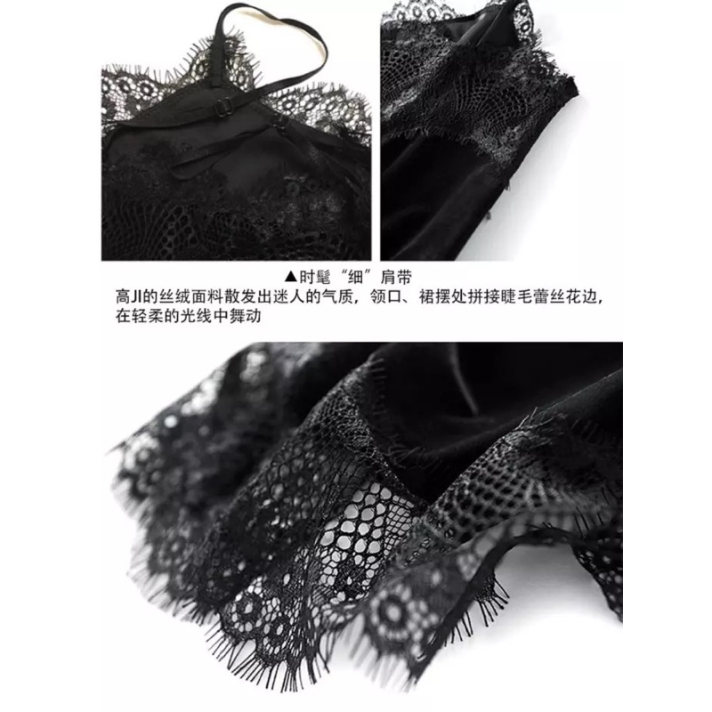 🎀小性感 單穿外搭側開叉 睫毛蕾絲洋裝長裙🎀-細節圖6