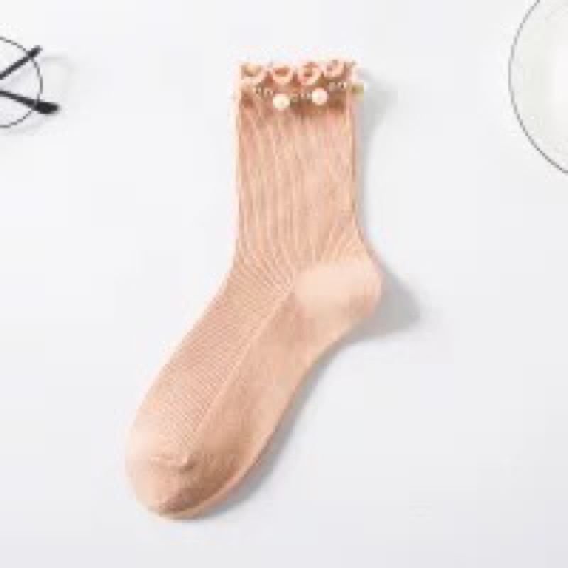 🎀(現貨在台)質感女孩必備 超可愛韓版珍珠配飾襪子🎀-細節圖6