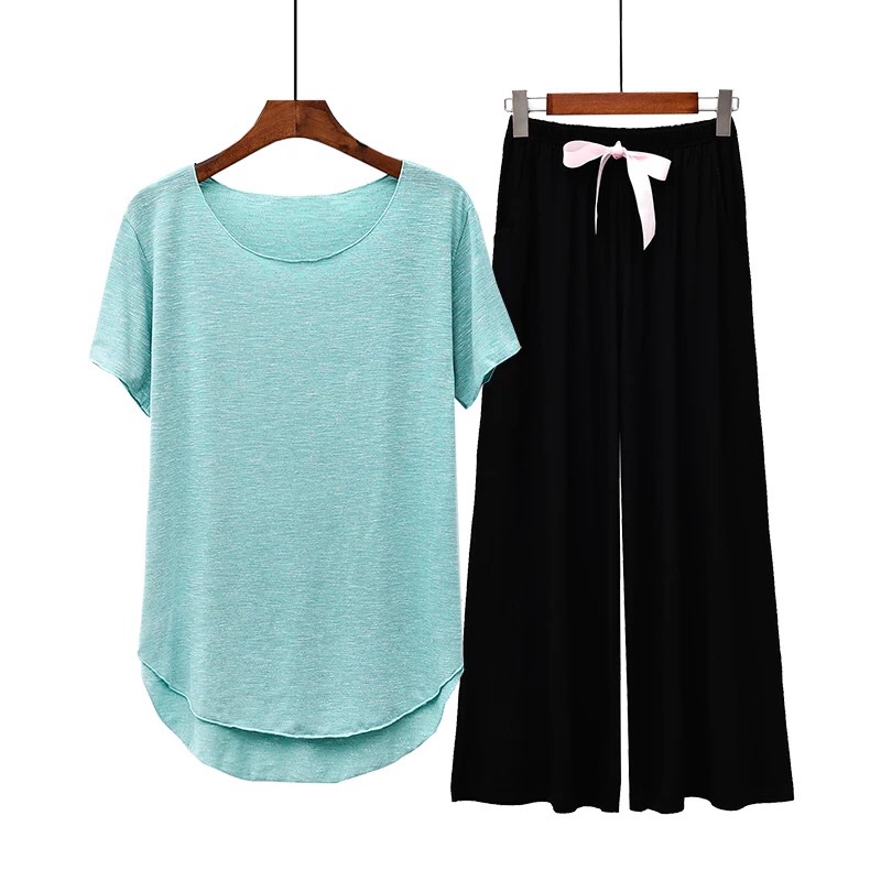 🎀莫代爾 薄款親膚超舒適 二件式家居服睡衣 長袖短袖上衣+蝴蝶結寬褲  🎀-細節圖5