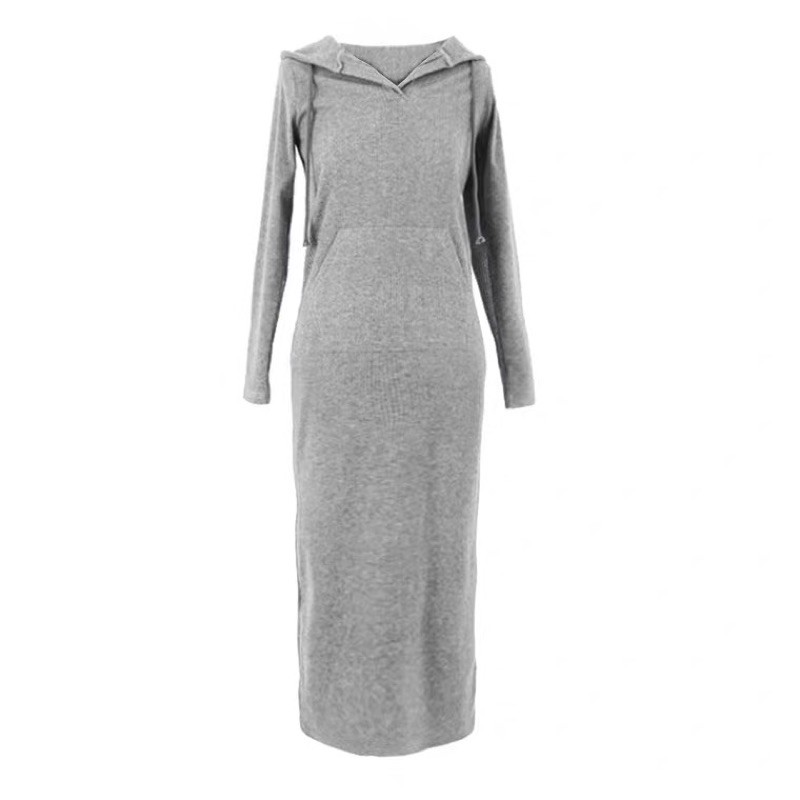 🎀(新品上市 限時特價)休閒女孩 連帽合身長袖長洋裝🎀-細節圖9