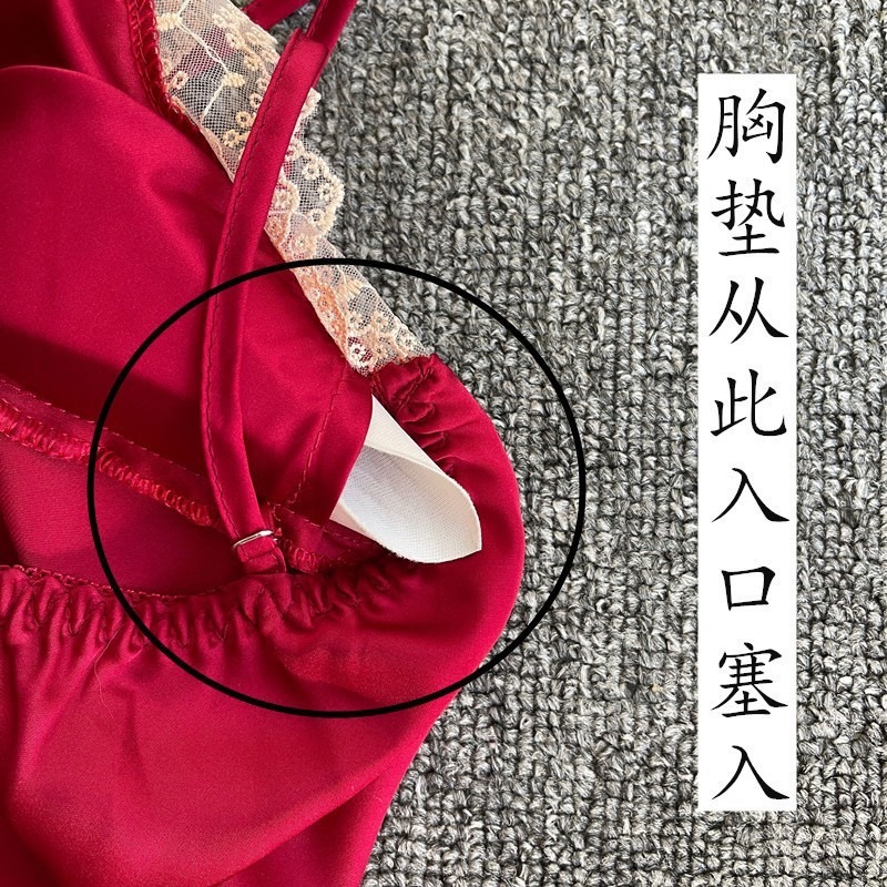 🎀(新品上市 限時特價)比裸睡更舒服 知性女人冰絲性感冰絲睡衣 蕾絲睡裙 約會生日🎀-細節圖9