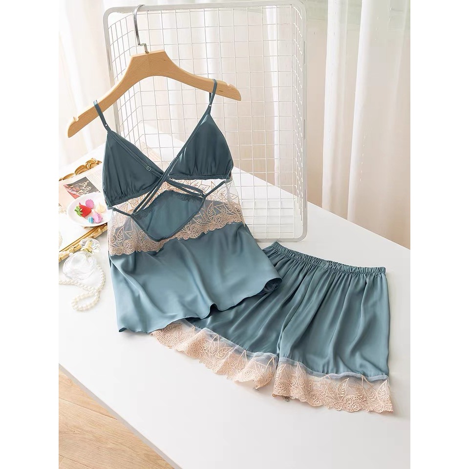 🎀(新品上市 限時特價)比裸睡更舒服 知性女人冰絲性感冰絲睡衣 蕾絲睡裙 約會生日🎀-細節圖2