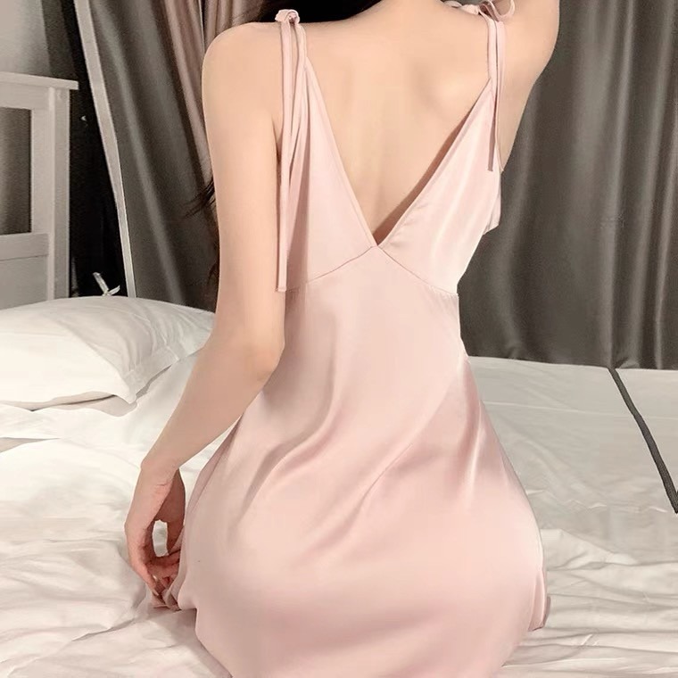 🎀(新品上市 限時特價)超心機極度誘感 約會必勝冰絲綁帶性感睡衣 男友最愛居家服🎀-細節圖4