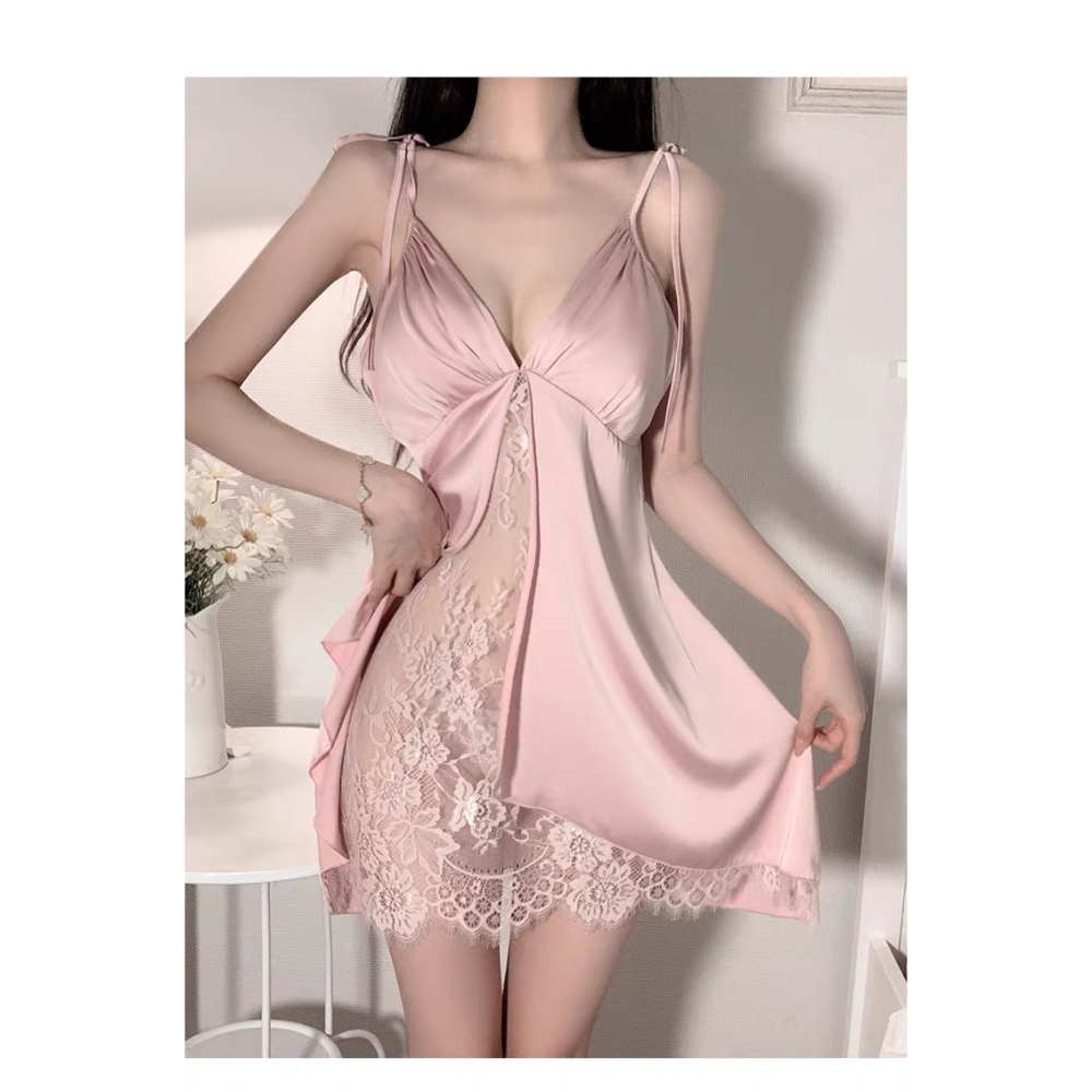 🎀(新品上市 限時特價)超心機極度誘感 約會必勝冰絲綁帶性感睡衣 男友最愛居家服🎀-細節圖7